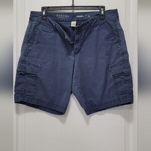 Sonoma Womens Dark Blue Bermuda Cargo Shorts